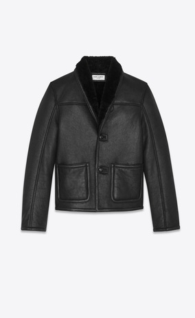 SAINT LAURENT Leather jacket Man Jacket in black leather and shearling. a_V4